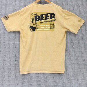 Vintage Crazy Shirt Mens Large Yellow Drink Beer For Your Health Graphic Art Y2k